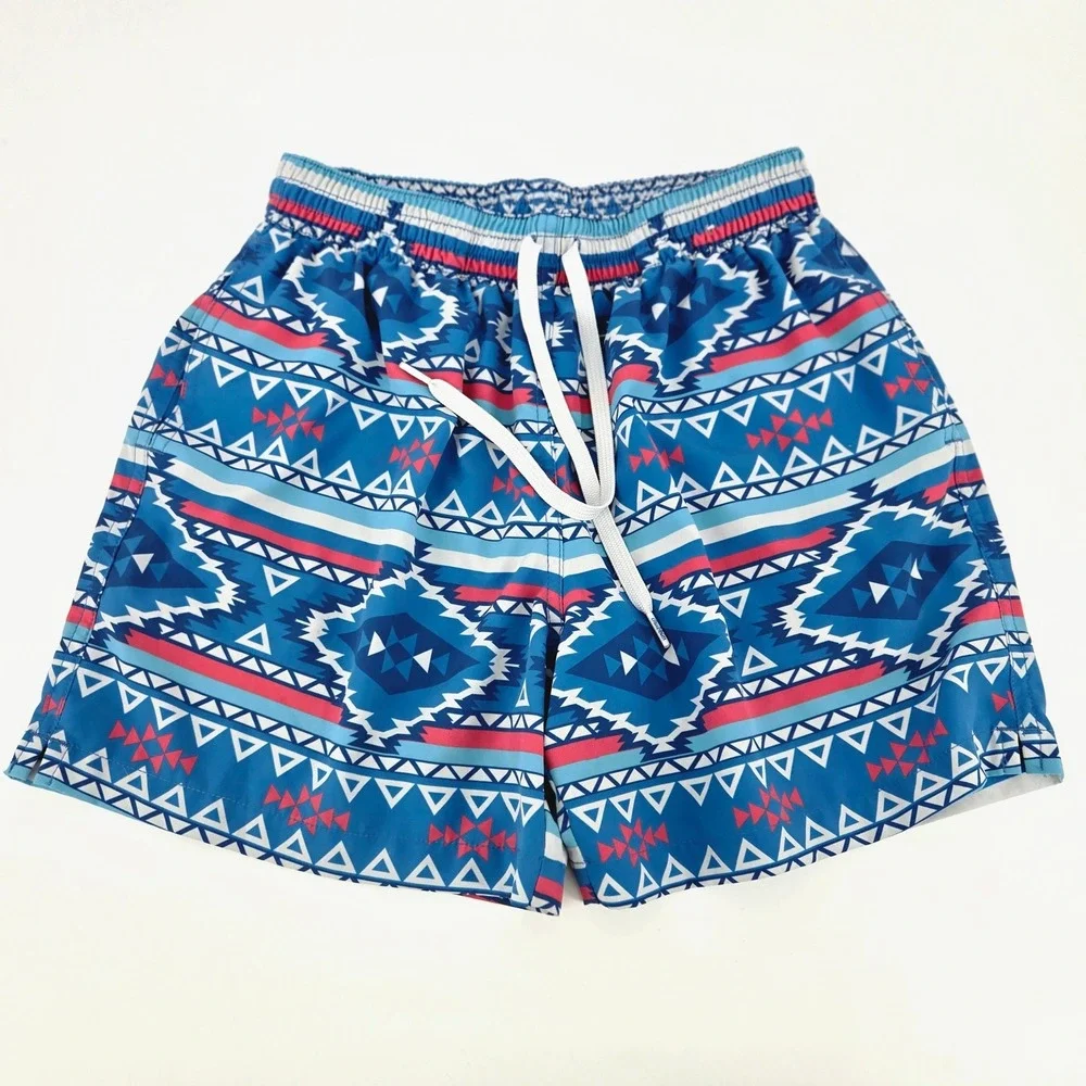 Chubbies Swim Trunks Geometric Aztec Southwest Blue Board Shorts Small 5.5